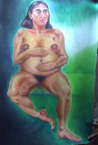 mujer embarazada Pastel Card Nude Paintings