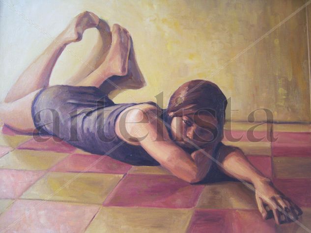 descanso sobre damero Oil Canvas Portrait