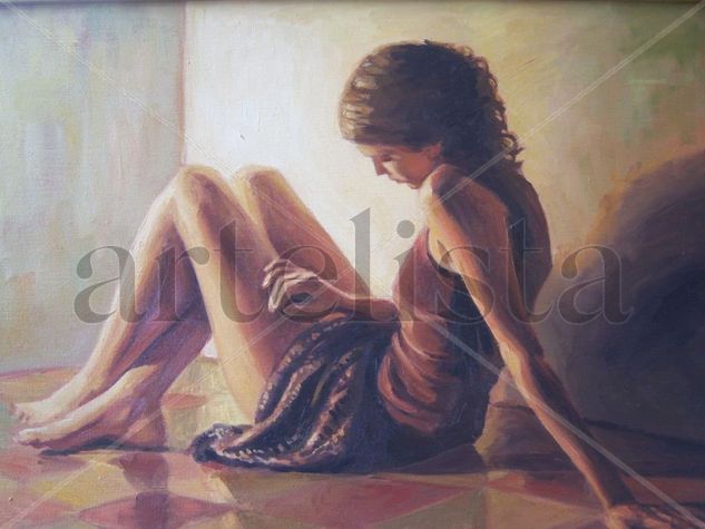 mujer en damero Oil Canvas Portrait