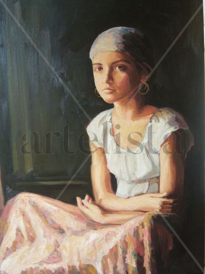 niña gitana Oil Canvas Portrait