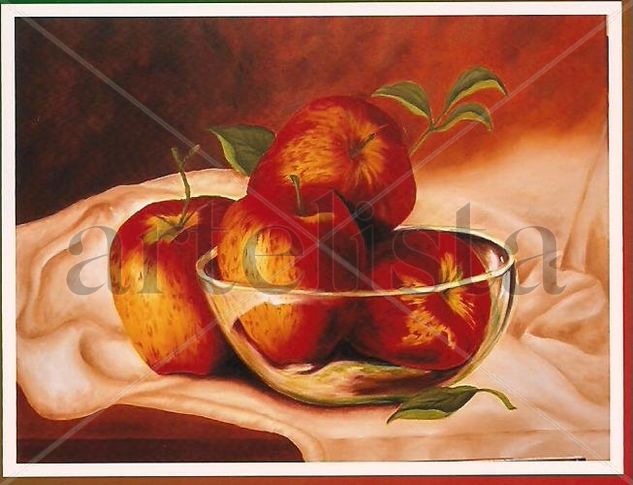 Fuente con manzanas Oil Canvas Still Life Paintings