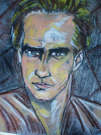 rostro masculino Pastel Paper Portrait