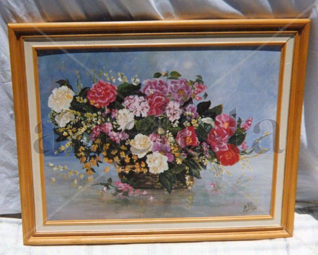 Canasto con flores Acrylic Canvas Floral Painting