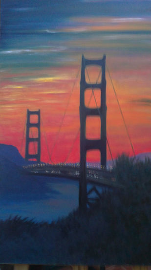 Atardecer en San Francisco Oil Canvas Landscaping