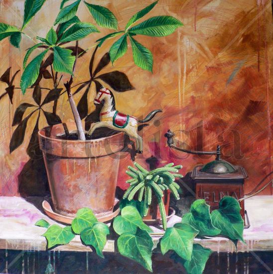 "  El salto del caballo " Oil Panel Still Life Paintings