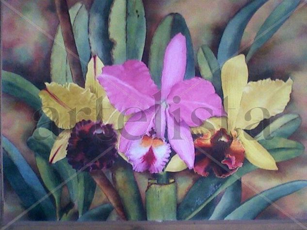 trilogia familiar Oil Card Floral Painting