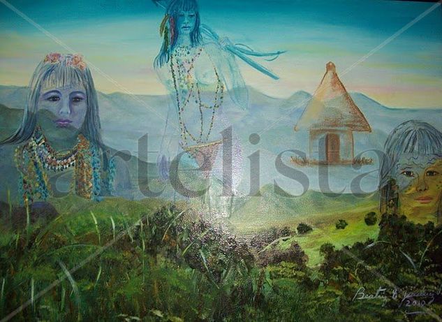 Fresia y las indigenas de Muzo Oil Canvas Landscaping