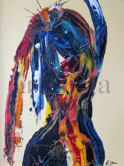 Mujer en azul Óleo Papel Figura