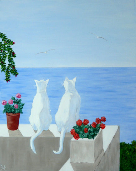 Chanty y Edel y las gaviotas Oil Canvas Landscaping