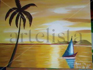 Atardecer en el mar Oil Canvas Marine Painting