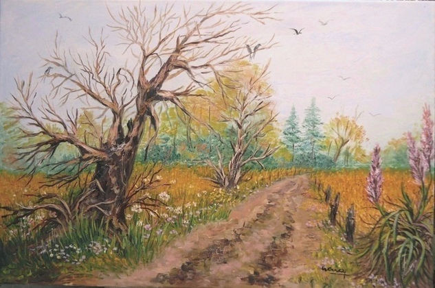 "CAMINO DE CAMPO EN OTOÑO " Oil Canvas Landscaping