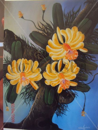 orquidea amarilla Acrylic Canvas Floral Painting