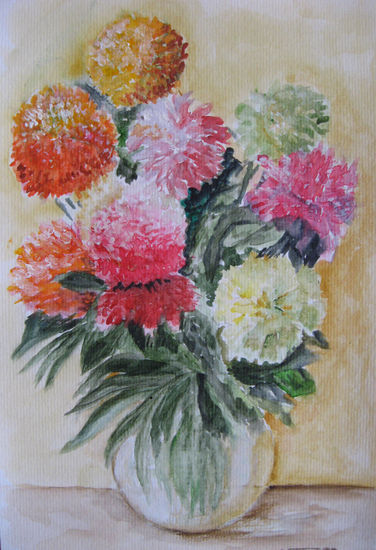 "Claveles" Watercolour Paper Floral Painting