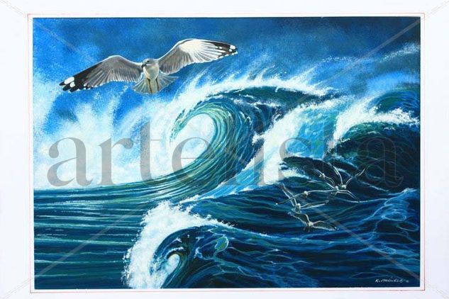 Gaviotas en alta mar Acrylic Others Animals