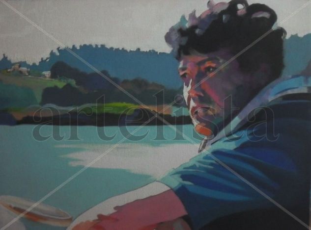 carlos en la ría Oil Canvas Landscaping