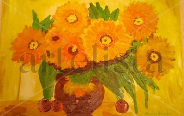 Os Girassois Oil Canvas Floral Painting