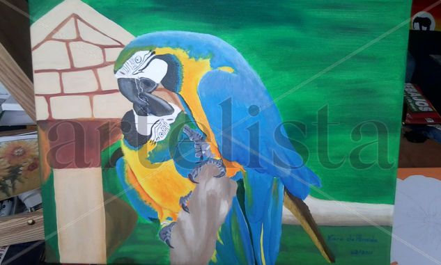 Pareja de Loros Besandose Oil Canvas Animals