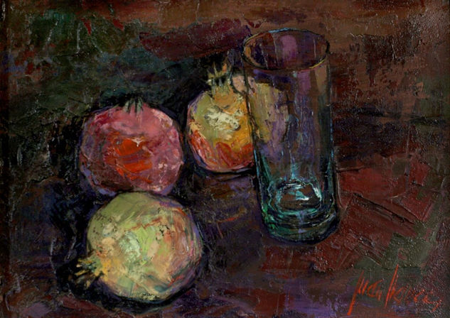 Granadas Oil Panel Still Life Paintings