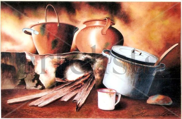 Cocina paisa Watercolour Paper Still Life Paintings