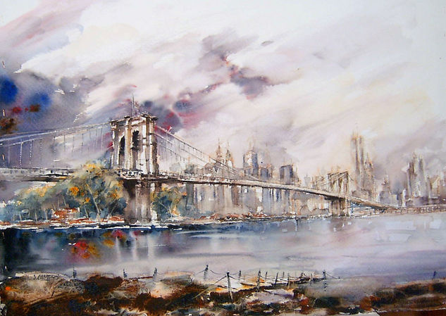 Nueva York - Puente Brooklyn Watercolour Paper Landscaping