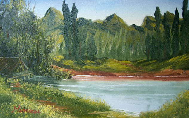 Cabaña del lago Oil Canvas Landscaping