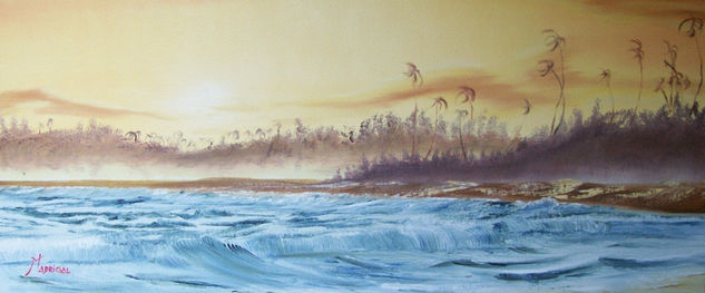 Olas en la playa. Oil Canvas Marine Painting