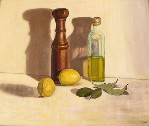 limones,pimienta y oliva Oil Canvas Still Life Paintings