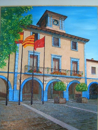 fachada ayuntamiento sentmenat Oil Canvas Landscaping