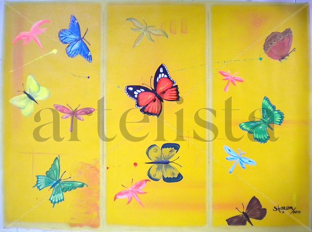 Butterflies in Yellow Acrylic Canvas Animals