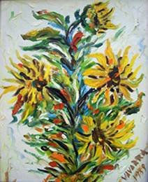 LOS GIRASOLES VISTOS POR EL ARTISTA Oil Canvas Floral Painting
