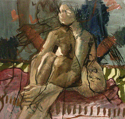 Desnudo en el suelo Mixed media Panel Others