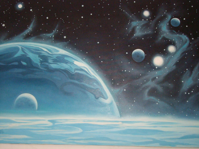 Exoplanetas y Estrellas Oil Canvas Landscaping