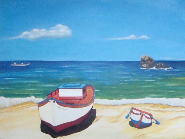 Marina Botes en la playa Oil Canvas Marine Painting