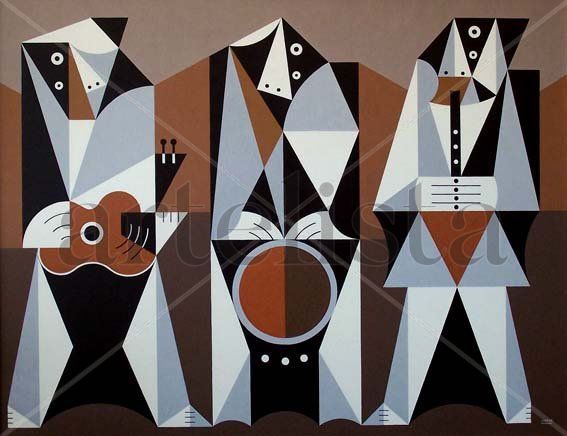 Tres Músicos Óleo Lienzo Figura