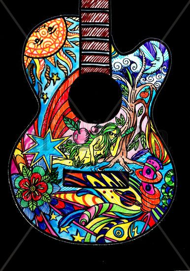 guitarra color Acrylic Panel Figure Painting