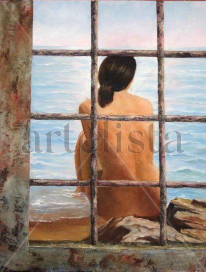 Mirando al mar Oil Canvas Landscaping