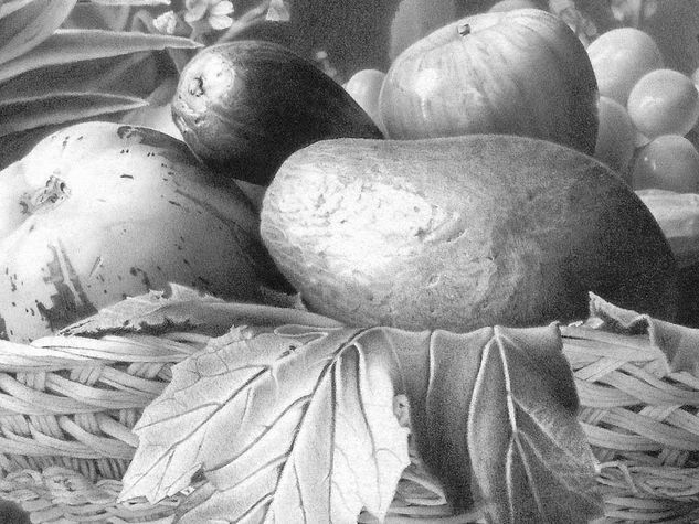 The Fruit Basket, detail. Pencil