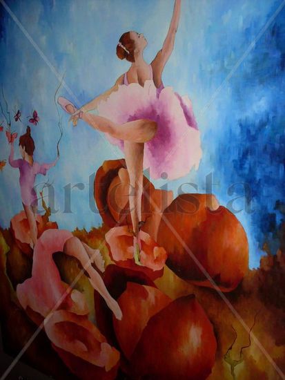 "Tocando el cielo" Oil Canvas Figure Painting