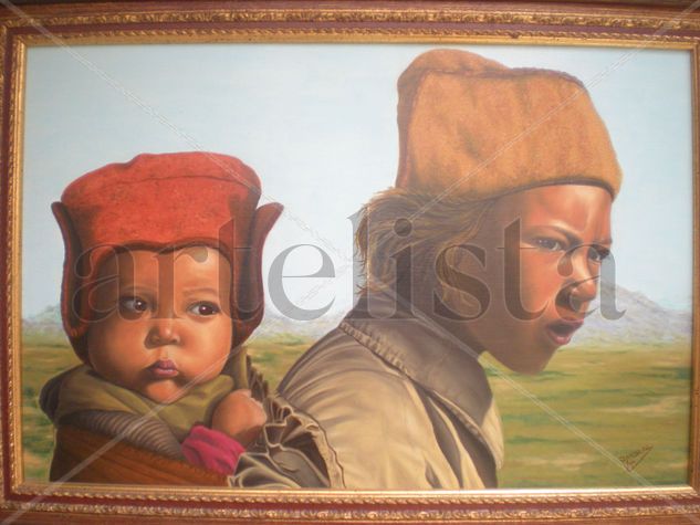 hermanos Oil Canvas Figure Painting