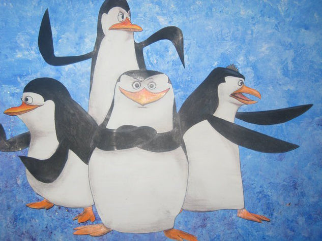 Pingüinos en Madagascar Mixed Media