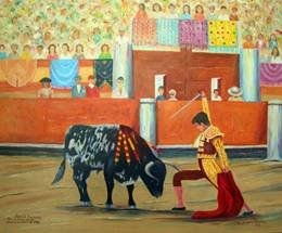 ROBERTO DOMINGUEZ EN LA PLAZA DE ALMERIA. 1987 Oil Canvas Figure Painting