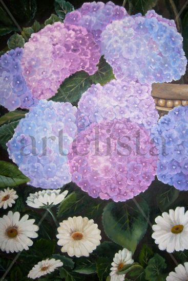 Hortensias Acrylic Canvas Floral Painting