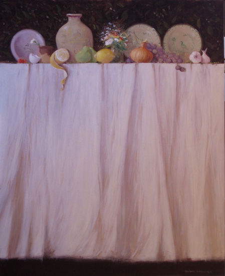 Gran blanco Oil Panel Still Life Paintings