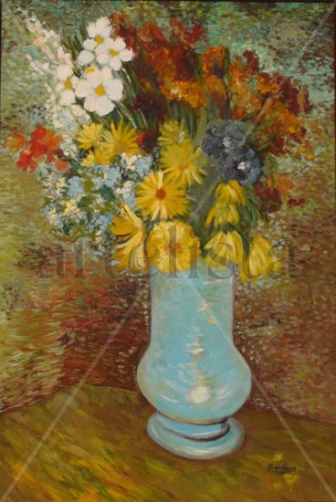 Cuadro de Van Gogh "Jarrón con margaritas y anémonas" Oil Canvas Floral Painting