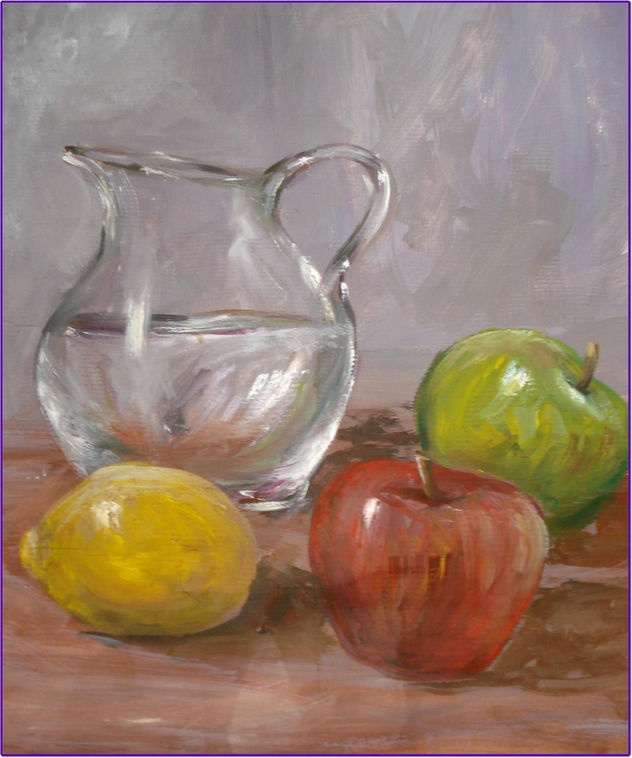 Jarra de vidrio con frutas