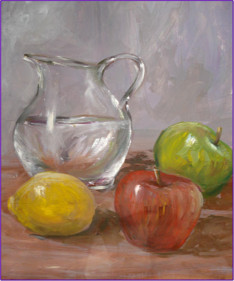 Jarra de vidrio con frutas Oil Canvas Still Life Paintings