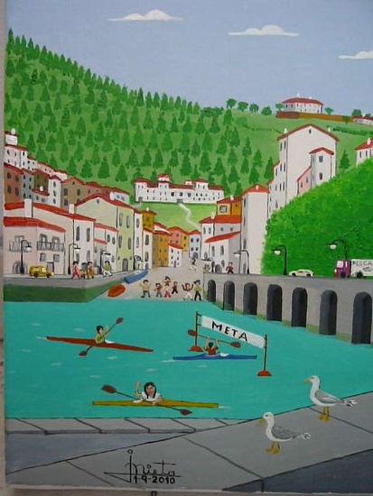 Piraguas en Cudillero (Asturias) Oil Canvas Landscaping