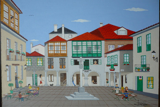 Plaza de la Leña (Pontevedra) Oil Canvas Landscaping