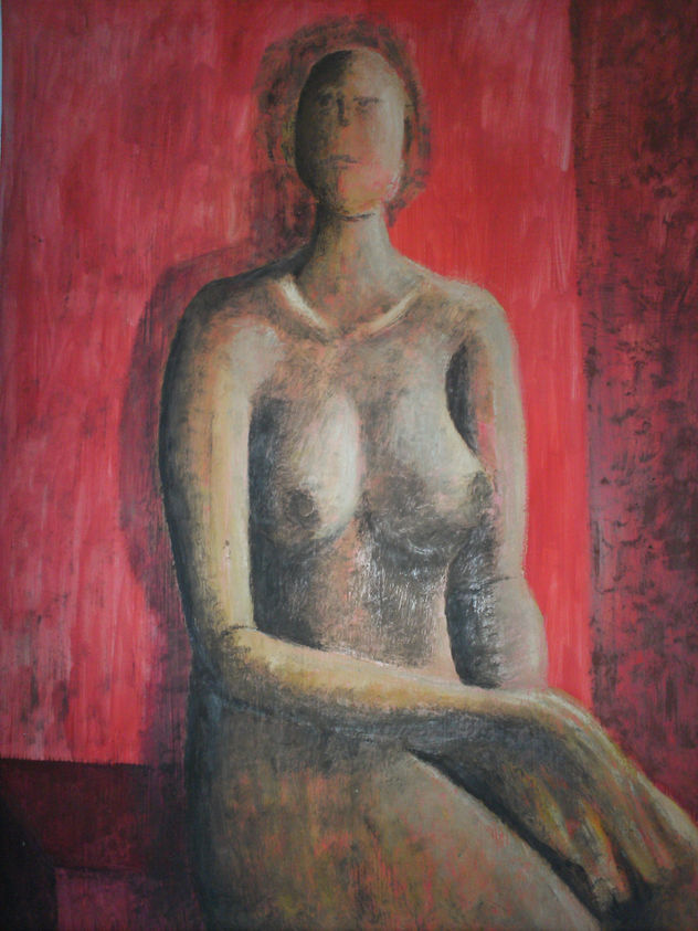 desnudo fondo rojo