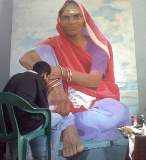 INDIAN Oil Canvas Figure Painting